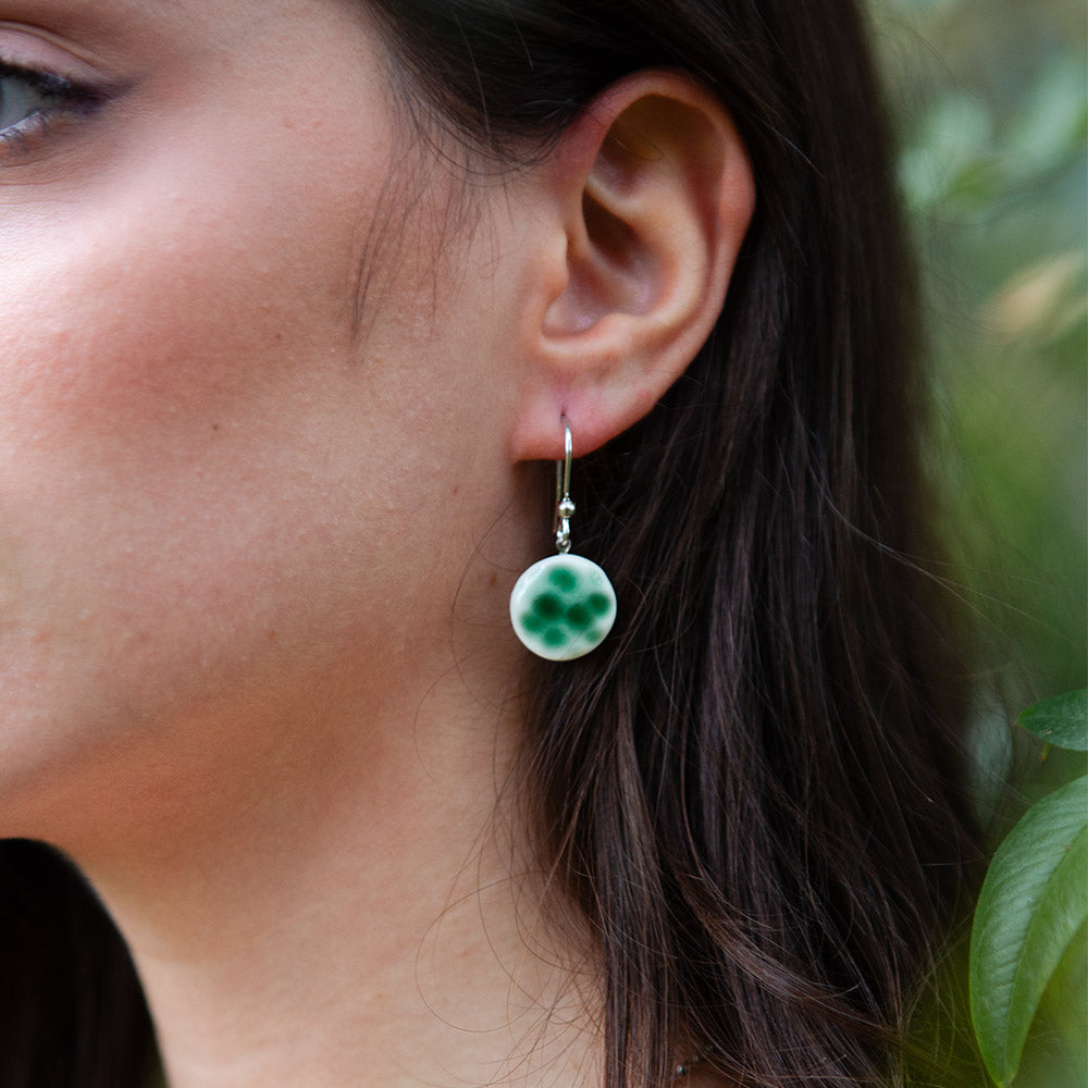 Boucles d'oreilles en porcelaine vert d'eau