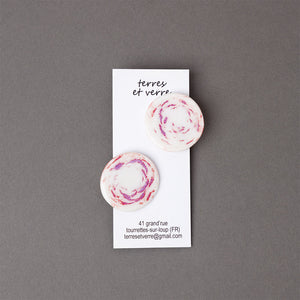 Rose porcelain clip earrings