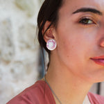 Load image into Gallery viewer, Rose porcelain clip earrings
